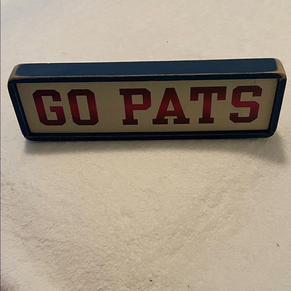 Go Pats (New England Patriots) wooden sign